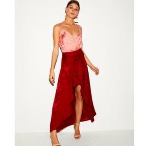 Express High waisted ruffle hi-lo maxi skirt